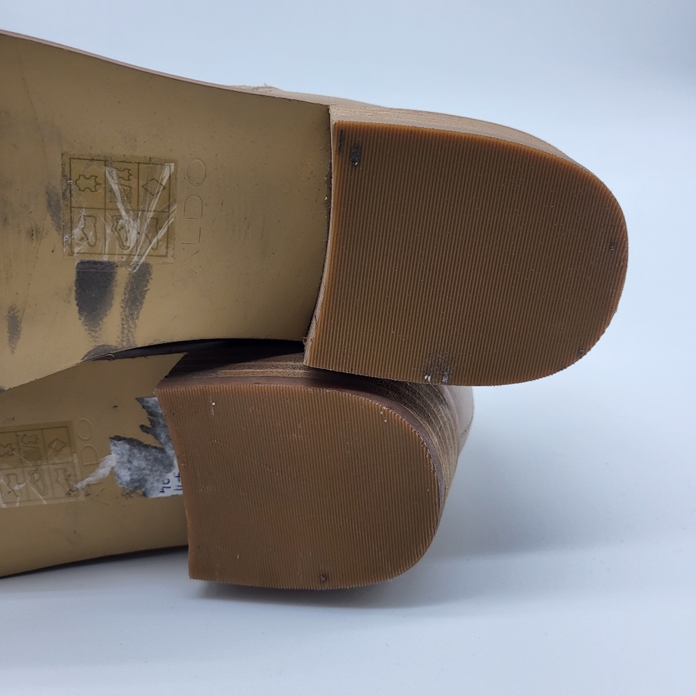 Aldo tan suede + leather slip on elasticized gores low heel western shoe Sz 7 - Picture 10 of 13